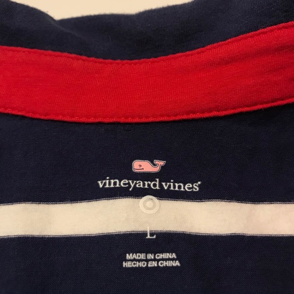 Vineyard Vines Blue White Stripe Polo Large - Picture 3 of 3